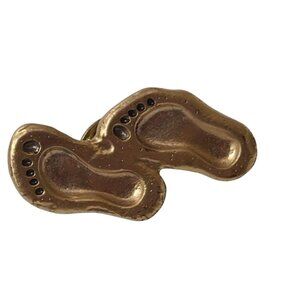 Dicksons Bronze Tone Baby Footprints Lapel Pin Footprints Poem Symbol Brooch